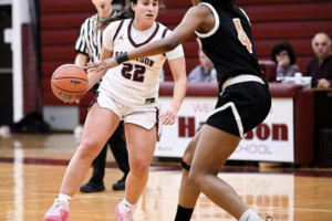 Mia Strazza looks to make a move against White Plains on Dec. 10